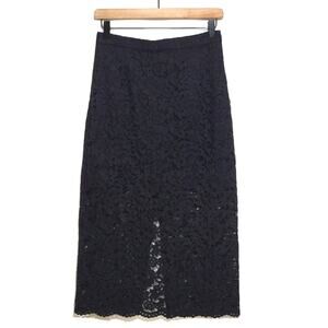 Aritzia Babaton Black Pencil Lace Overlay Skirt Midi Classic Party Formal Size 4